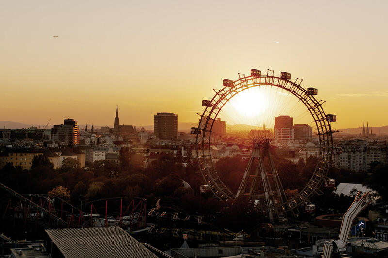 Wiener Prater bei Sonnenuntergang